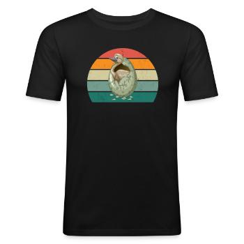 Autruches Ratites Oiseaux Autruche Afrique - T-shirt près du corps Homme - noir - Devant - Nik (191cm)