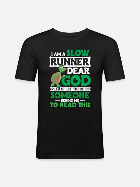 Turtle Saying Running Funny - Men's Slim Fit T-Shirt - black