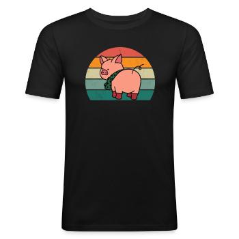 porcs porcs verrat porcherie porc - T-shirt près du corps Homme - noir - Devant - Nik (191cm)