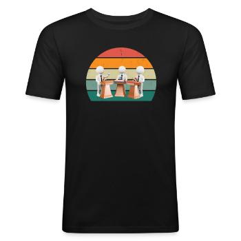 Politicians Politician Society Makes Politics - Men's Slim Fit T-Shirt - black - Front - Nik (191cm)
