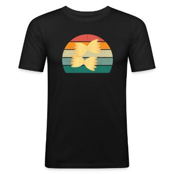 Nudel Spagehtti Farfalle Teig Getreide Nudeln - Männer Slim Fit T-Shirt - Schwarz - Vorne - Nik (191cm)