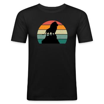 Lion Lionne Fierté des Lions Mane Lion’s Mane King Lion - T-shirt près du corps Homme - noir - Devant - Nik (191cm)