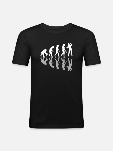 Human Evolution Chanteur Chantant Mélomane - T-shirt près du corps Homme - noir