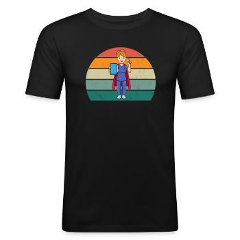 Aide à la guérison Infirmière en santé de guérison - T-shirt près du corps Homme - noir - Devant - Nik (191cm)