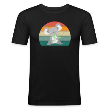 Koalas Koala Bear Australia Marsupial Pouch Koala - T-shirt près du corps Homme - noir - Devant - Nik (191cm)