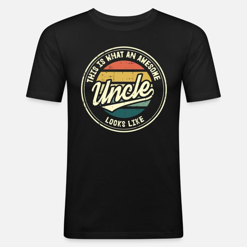 Bester Onkel Retro Patenonkel Geschenk - Männer Slim Fit T-Shirt - Schwarz