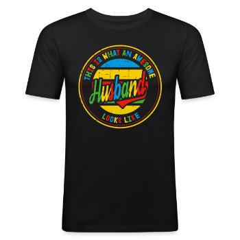 Bester Ehemann der Welt Retro Geschenk - Männer Slim Fit T-Shirt - Schwarz - Vorne - Nik (191cm)