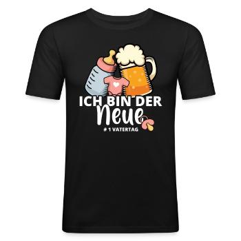 Ich bin der Neue erster Vatertag Vater Geschenk - Männer Slim Fit T-Shirt - Schwarz - Vorne - Nik (191cm)