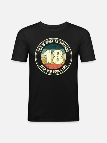18th birthday so you look at 18 retro gift - Men's Slim Fit T-Shirt - black