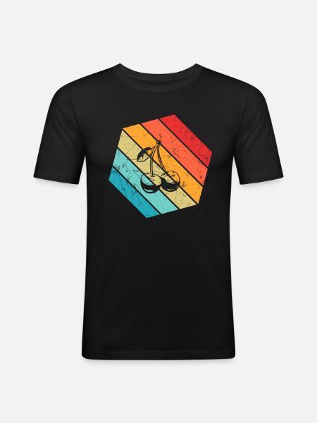 Cherry Retro Fruit Fruit Cherries - Men's Slim Fit T-Shirt - black