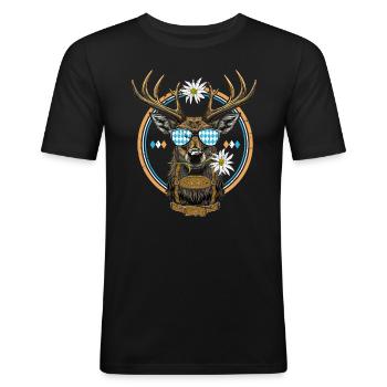Hirschkopf Sunglasses Bavaria Volksfest Lausbua - Men's Slim Fit T-Shirt - black - Front - Nik (191cm)