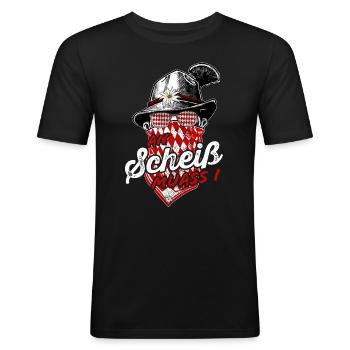 An Scheiss muas i Hirsch Grantler Bayern Grantln - Männer Slim Fit T-Shirt - Schwarz - Vorne - Nik (191cm)