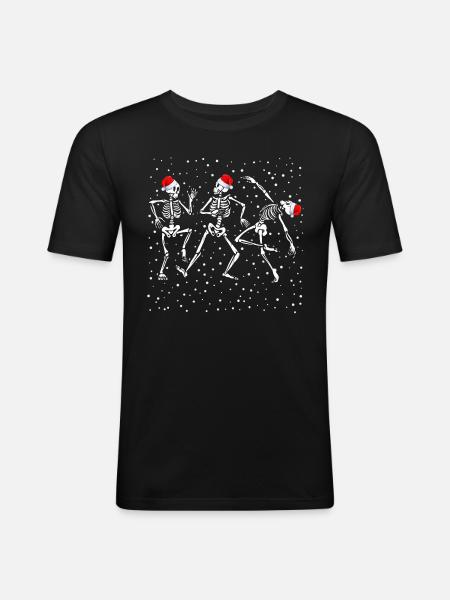 Skeleton Christmas Dancing Funny - Men's Slim Fit T-Shirt - black