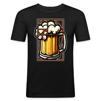 Bier Perfektion Goldener Schnitt Fibonacci Lustig - Männer Slim Fit T-Shirt - Schwarz - Vorne - Nik (191cm)