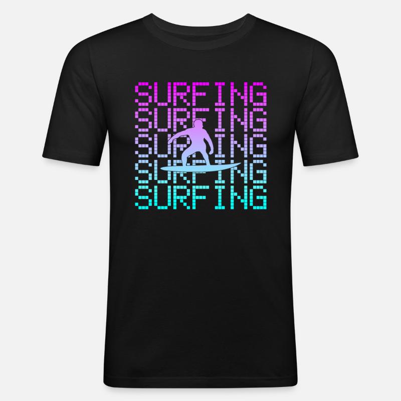 surfen - Männer Slim Fit T-Shirt - Schwarz