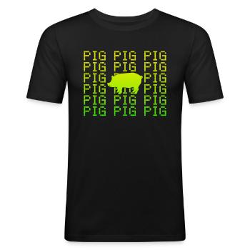 Cochon - T-shirt près du corps Homme - noir - Devant - Nik (191cm)