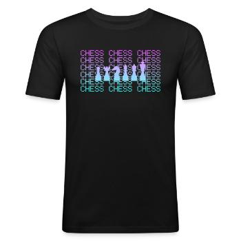 Schach - Männer Slim Fit T-Shirt - Schwarz - Vorne - Nik (191cm)