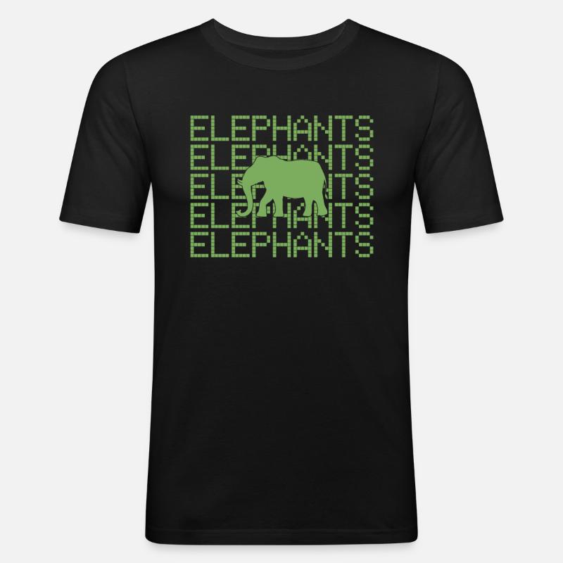 Elefant - Männer Slim Fit T-Shirt - Schwarz