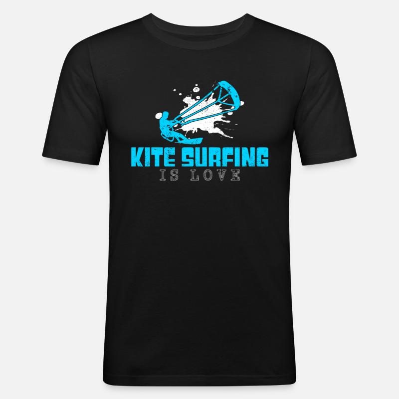 kite surfen Spruch - Männer Slim Fit T-Shirt - Schwarz