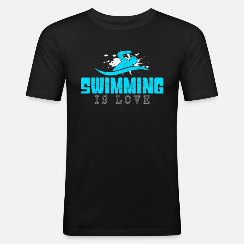 Schwimmen Spruch - Männer Slim Fit T-Shirt - Schwarz