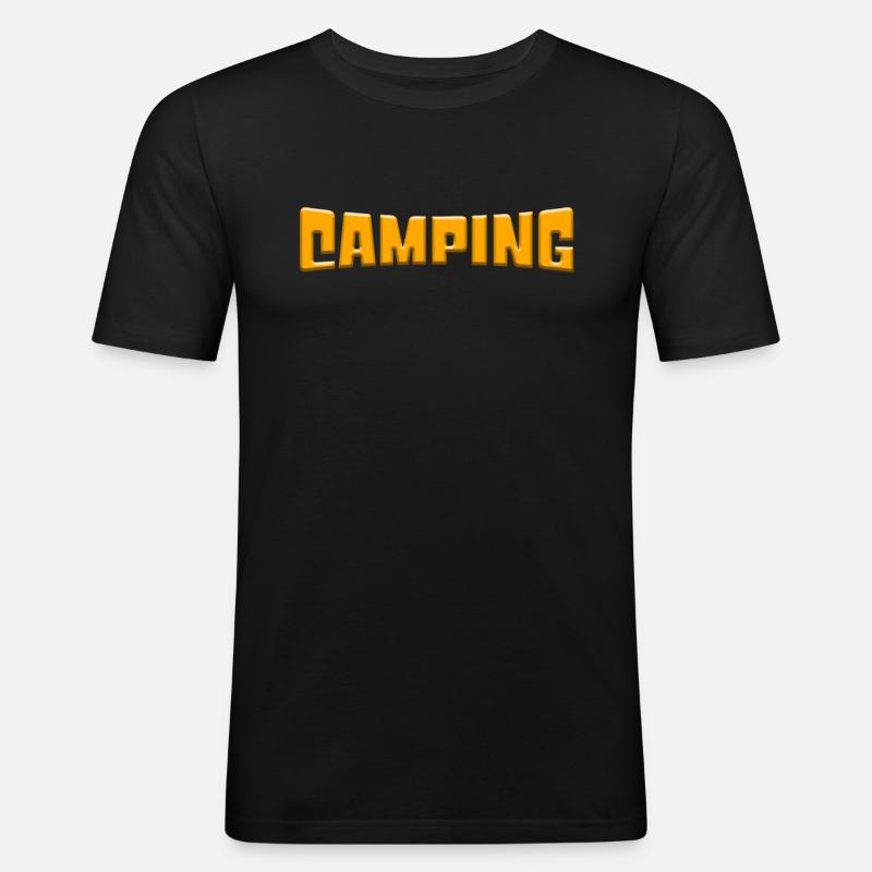 Camping - Männer Slim Fit T-Shirt - Schwarz