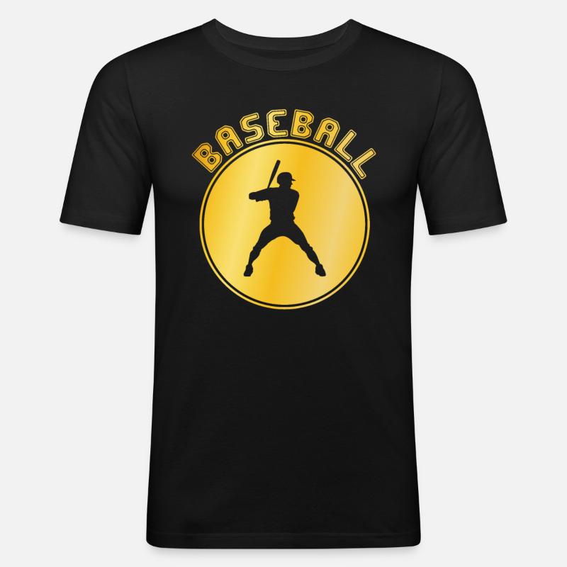 Baseball - Männer Slim Fit T-Shirt - Schwarz