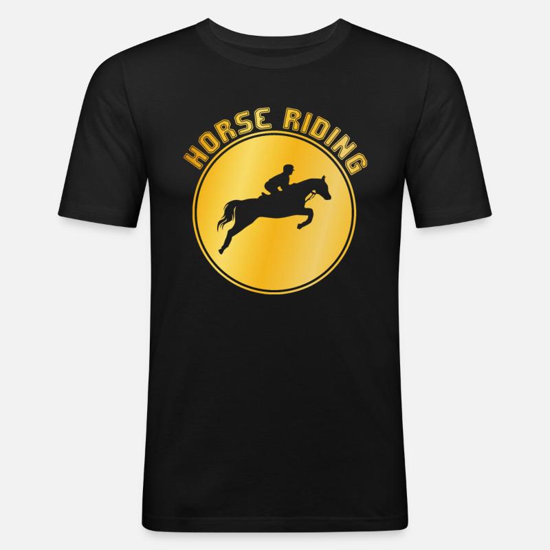 Pferde Reiten - Männer Slim Fit T-Shirt - Schwarz