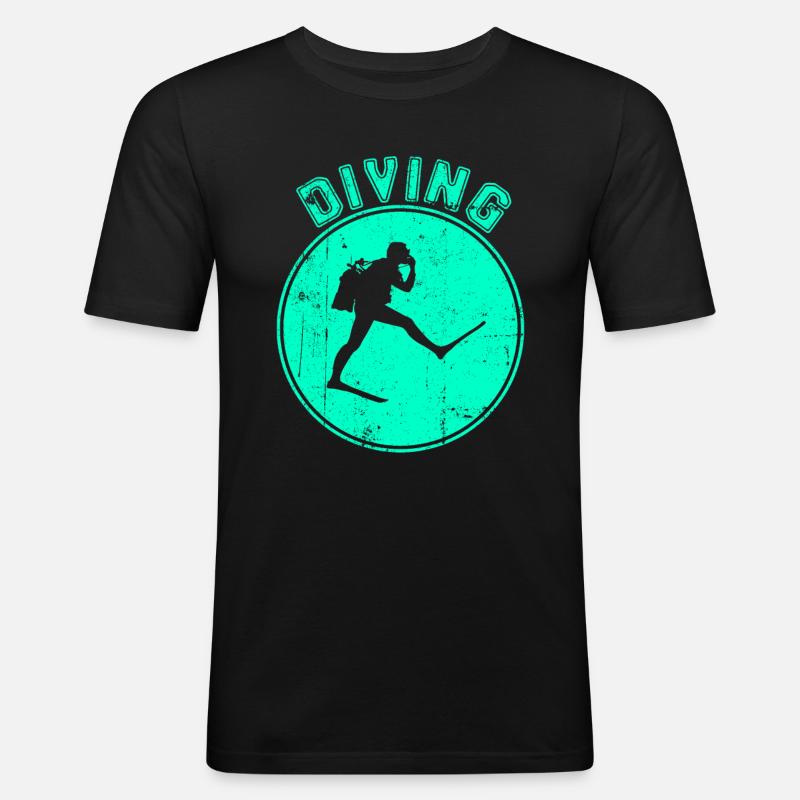 Tauchen - Männer Slim Fit T-Shirt - Schwarz