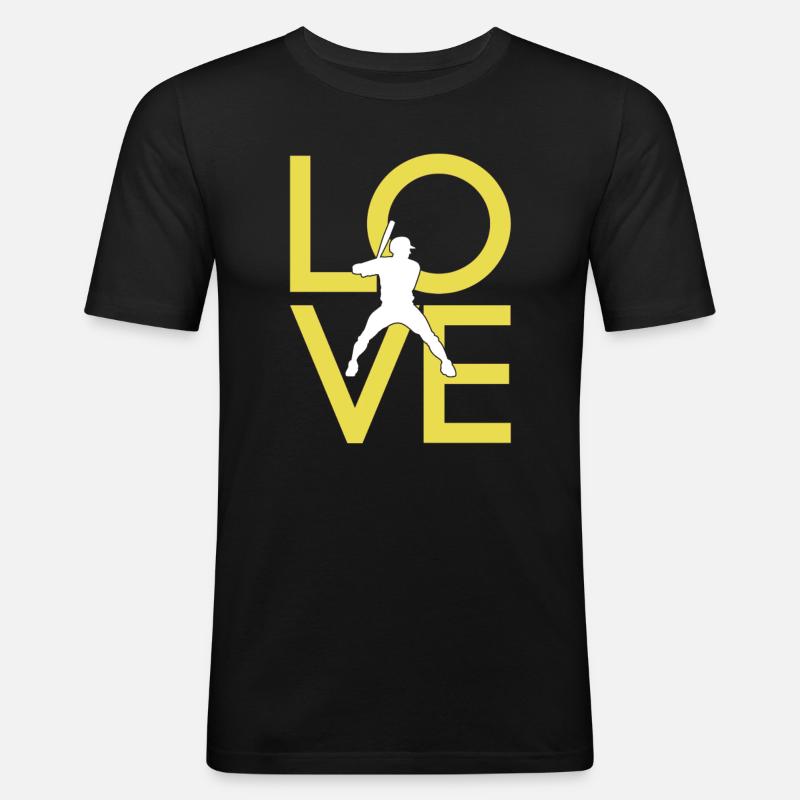 Baseball - Männer Slim Fit T-Shirt - Schwarz
