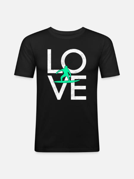 Surfen - Männer Slim Fit T-Shirt - Schwarz