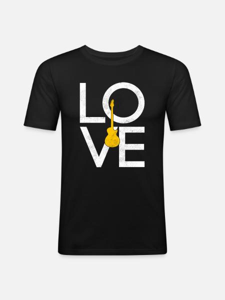 Elektro Gitarre - Männer Slim Fit T-Shirt - Schwarz
