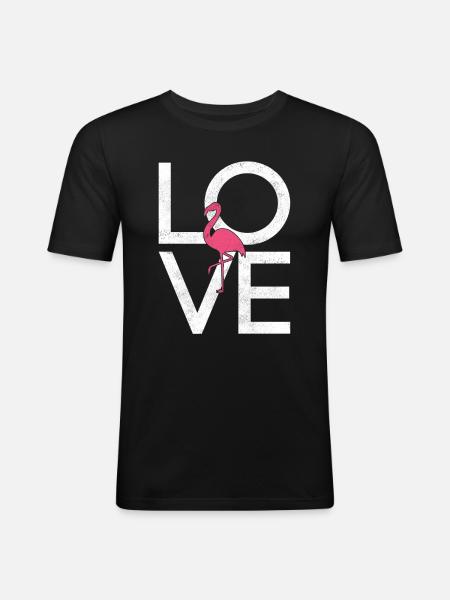 Flamant - T-shirt près du corps Homme - noir