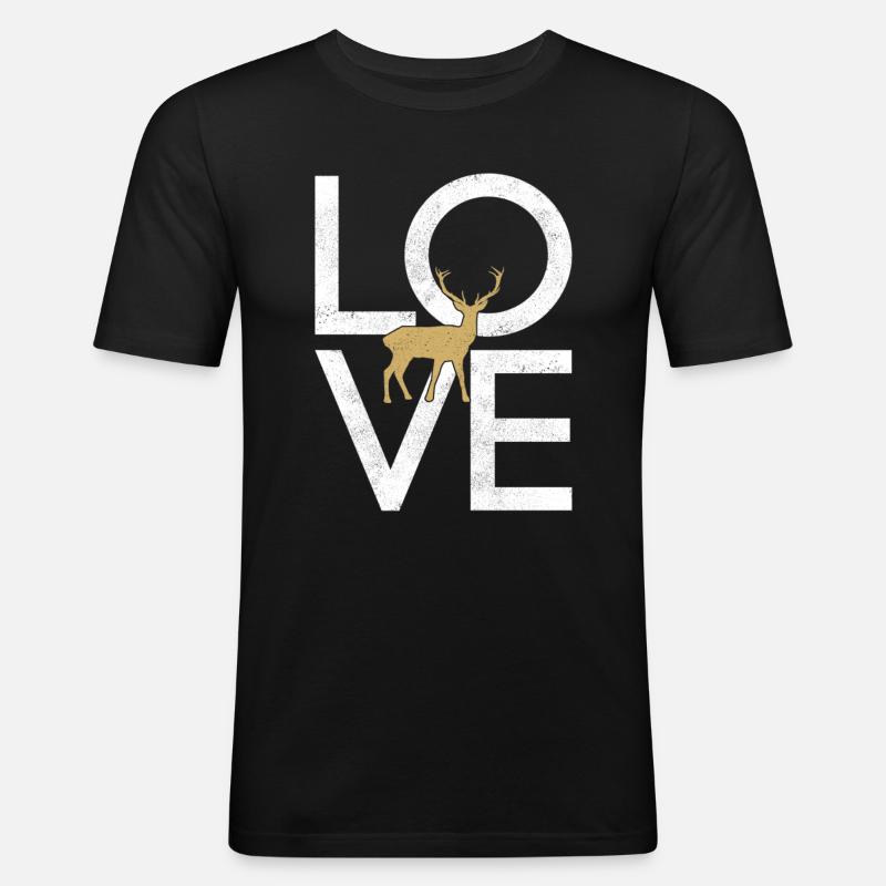 Hirsch - Männer Slim Fit T-Shirt - Schwarz