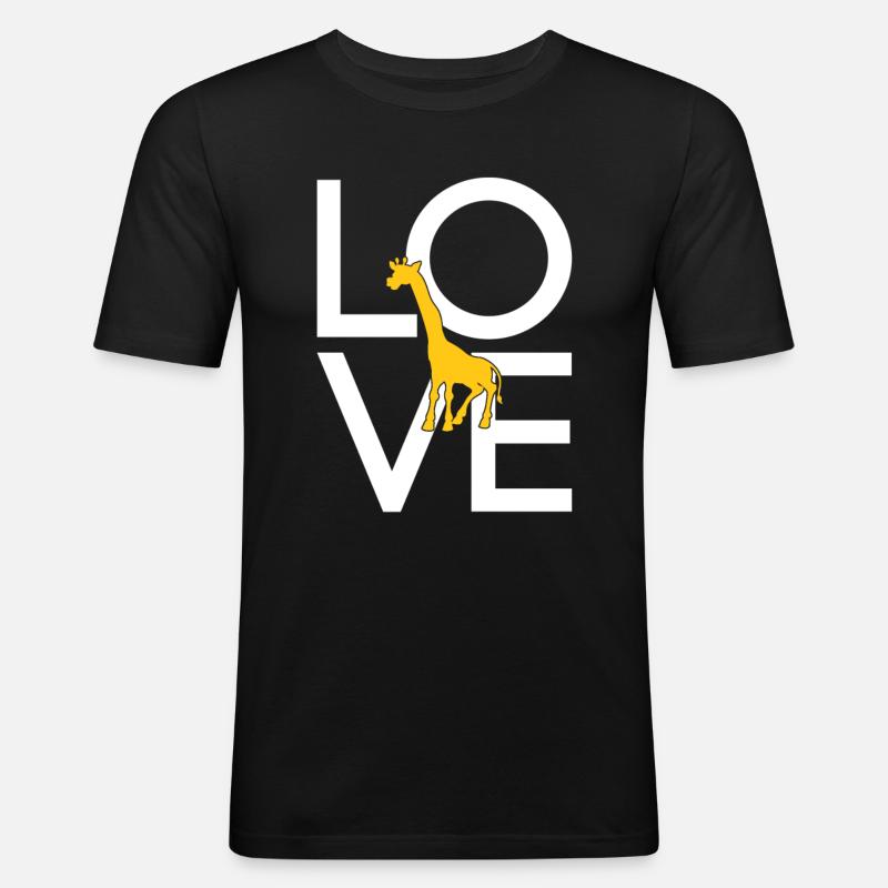 Giraffe - Männer Slim Fit T-Shirt - Schwarz
