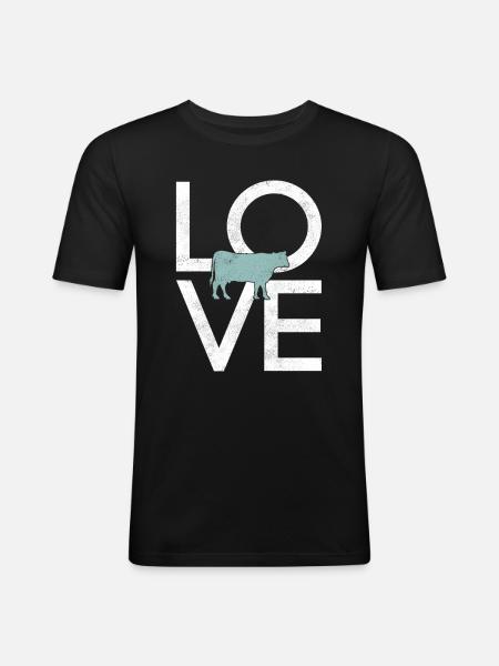 Vache - T-shirt près du corps Homme - noir