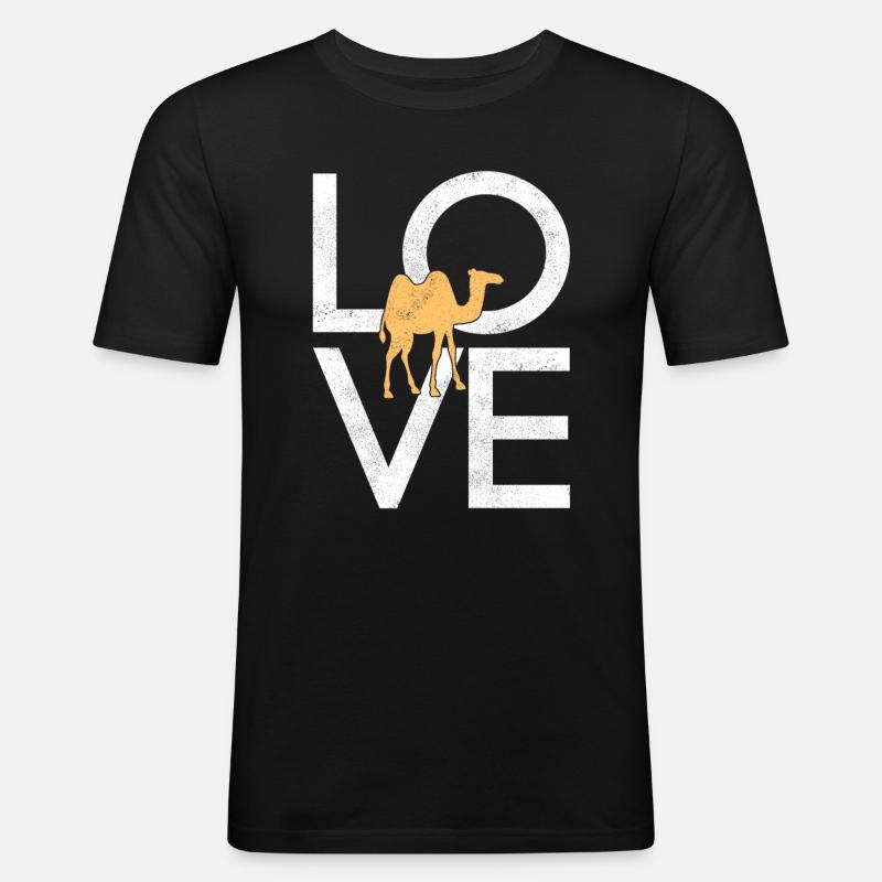 Kamel - Männer Slim Fit T-Shirt - Schwarz