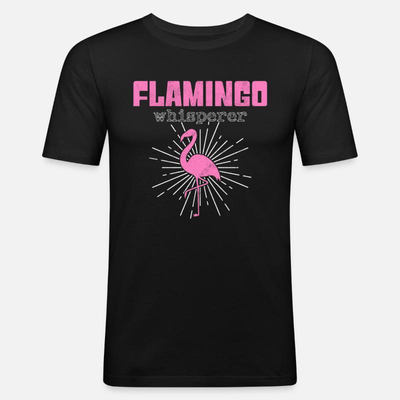 Flamingo Flüsterer - Männer Slim Fit T-Shirt - Schwarz