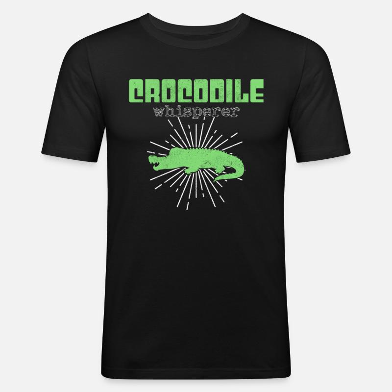 Krokodil Flüsterer - Männer Slim Fit T-Shirt - Schwarz