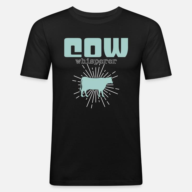 Kühe Flüsterer - Männer Slim Fit T-Shirt - Schwarz