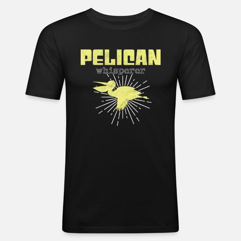 Pelikan Flüsterer - Männer Slim Fit T-Shirt - Schwarz