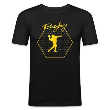 Rugby - Men's Slim Fit T-Shirt - black - Front - Nik (191cm)