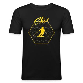 Ski - Männer Slim Fit T-Shirt - Schwarz - Vorne - Nik (191cm)