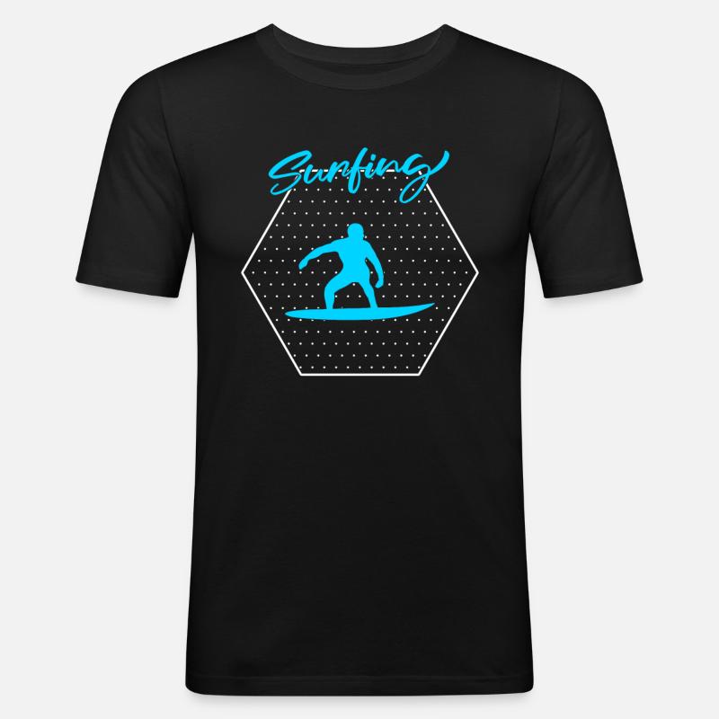 Surfing - Männer Slim Fit T-Shirt - Schwarz