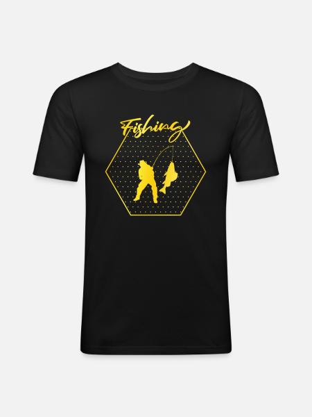 Pêche - T-shirt près du corps Homme - noir