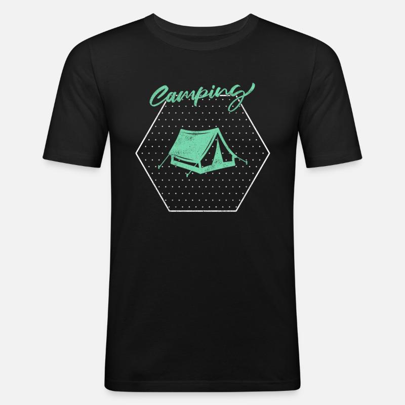 Campen - Männer Slim Fit T-Shirt - Schwarz