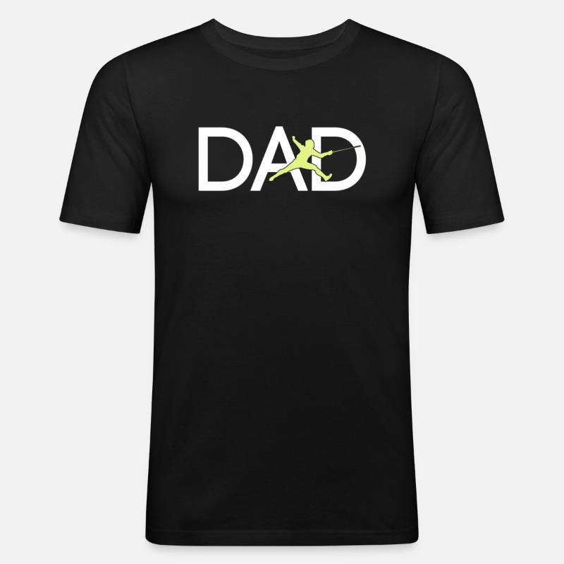 Fechten Papa - Männer Slim Fit T-Shirt - Schwarz