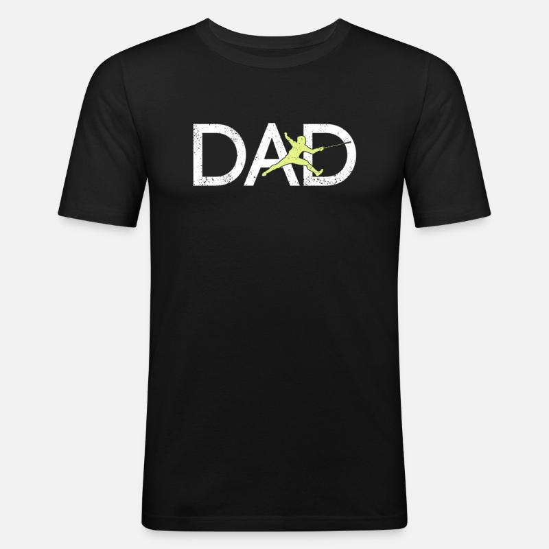 Fechten Papa - Männer Slim Fit T-Shirt - Schwarz