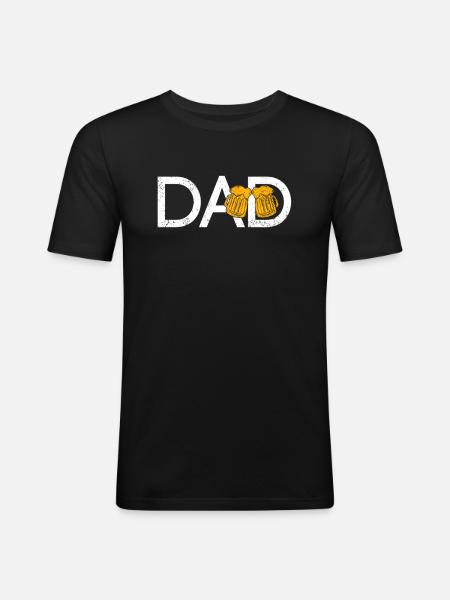 Bier papa - Männer Slim Fit T-Shirt - Schwarz