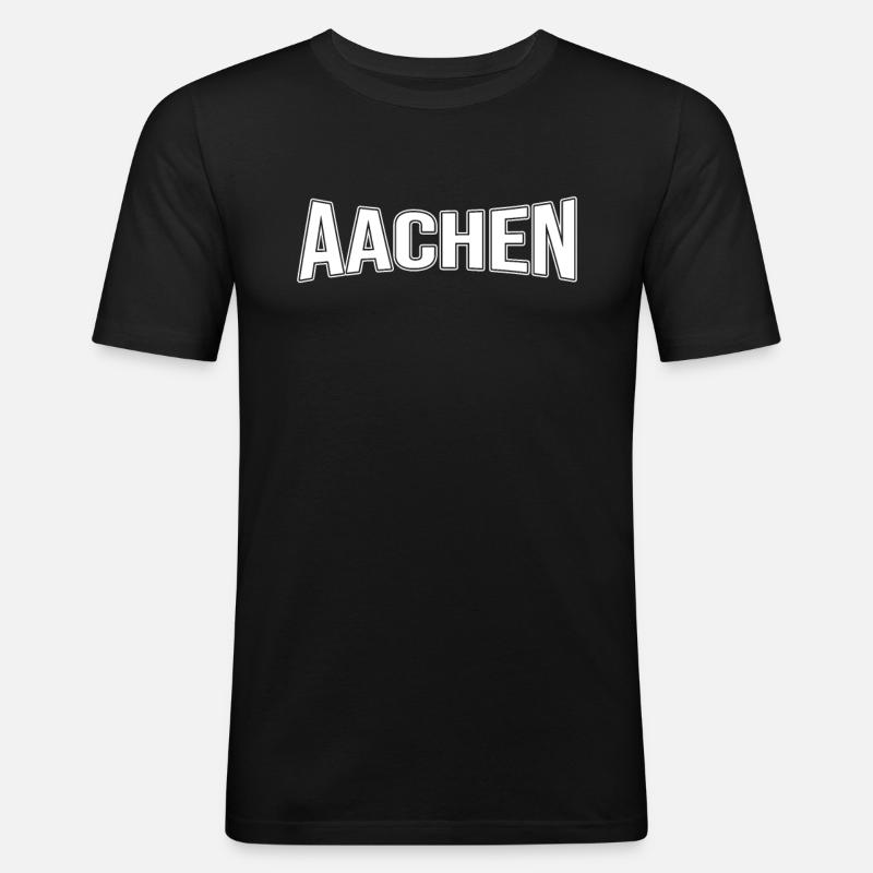 Aachen - Männer Slim Fit T-Shirt - Schwarz