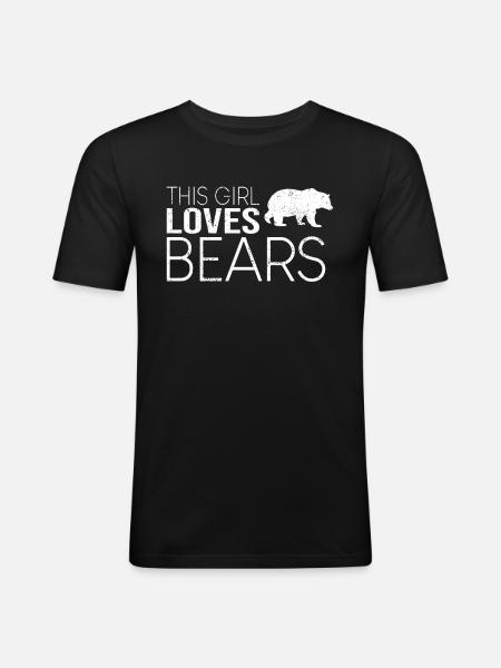 Cette fille aime les ours - T-shirt près du corps Homme - noir